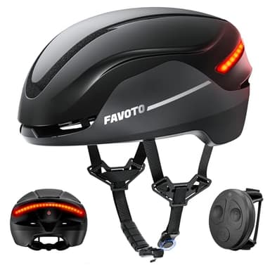Favoto E-Bike Helmet with Turn Signals - NTA 8776 Certified, Magnetic Buckle, Adjustable Fit for Adults Men & Women, Road Cycling & City Commuting, Black