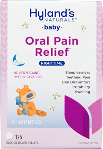 Hyland's Baby Nighttime Soothing Tablets with Chamomilla, Natural Relief of Oral Discomfort, Irritability, and Swelling, Up to 62 Doses (Pack of 1, 125 Count Total)