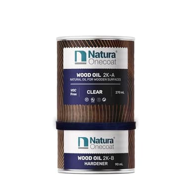Natura Onecoat Wood Stain Oil - 215 ft² - 360 ml, Clear – Wood Finish for Interior Furniture & Floor - Linseed Wood Oil - Fast-Drying - Environmentally Friendly-Extra Durable Hard Wax Oil-VOC-Free