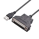 5FT USB to RS232 DB25 Serial Adapter Cable for Barcoder Printer Scanner, CP2102 Chip Inside