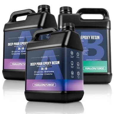 KISREL Deep Pour Epoxy Resin, 3 Gallon Resin Epoxy Kit (2:1) for 2-4 Inch Pour Depths，Bubble Free, Low Odour, Crystal Clear Casting Resin for Table Tops, River Tables, Wood Fillers, Crafts