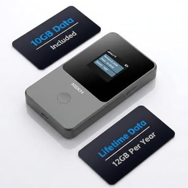 Global Portable WiFi Hotspot for Travel, No SIM Required, 4G LTE Router Covering 140+ Countries, Pay-As-You-Go,Connect Up to 10 Devices,10GB USA Data Included, Lifttime Free Data (12GB/Year)