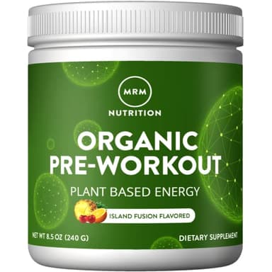 MRM Nutrition Organic Pre-Workout Powder | Island Fusion Flavored | Superfoods + 150mg Natural Caffeine + adaptogens | Clean Energy + Focus| Healthy Blood Flow | Vegan + Non-GMO | 20 Servings