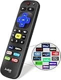 1-clicktech Remote for Roku TVs and Roku Players Express Premiere Ultra [2-in-1 w/TV Power+Volume] [NOT for ROKU Stick]