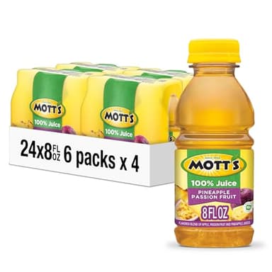 Mott’s 100% Pineapple Passion Fruit Juice Blend, 8 fl oz bottles, 24 Count (4 Packs Of 6)
