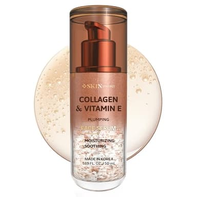Skin Synergy Collagen & Vitamin E Face Serum – Hydrating, Firming & Nourishing Formula – Dermatologist Tested, Anti-Aging, Korean Skin Care – Clean Beauty, Cruelty Free, Vegan – 1.69 Fl Oz