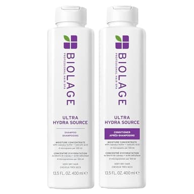 Biolage Ultra Hydra Source Shampoo & Conditioner Set | Anti-Frizz Deep Conditioner Renews Hair's Moisture | For Very Dry Hair | Silicone-Free | Vegan