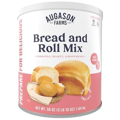 Augason Farms Bread and Roll Mix Can Emergency Food Supply, 48 Servings, 10 Year Shelf Life - Makes 6 Loaves or 72 Bread Rolls for Prepared Meals Ready to Eat