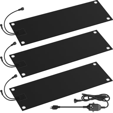 HETFOENT 3 Pcs Heated Snow Melting Mats, 10 x 30 in No-Slip Rubber Heated Outdoor Mats, Snow and Ice Melting Mats for Winter Outdoor Stairs, Steps, Doorways,Walkways, Driveway, 2 in/h Melting Speed