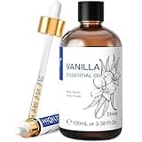 HIQILI Vanilla Essential Oil, Undiluted Natural Strong Fragrance Add in Skin Perfume, Unscented Lotion, Candle Soap Making Scent, Relax at Home with Diffuse Warm Sweet Aroma-100ML