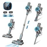Vazone Cordless Vacuum Cleaner, Lightweight Stick Vacuum Cleaner with Self-Standing, Rechargeable Battery and LED Display, Vacuum Cleaners for Home Hardwood Floor-Blue