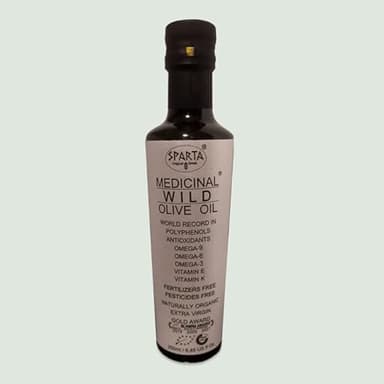 Sparta Limited Edition, Organic Extra Virgin Olive Oil, Wild Evoo-Oleocanthal 1979 mg/kg total phenols 3083mg/kg Cold Pressed, Award Winning, High Polyphenol, Omega 9,6,3 Fatty Acids-1x250ml