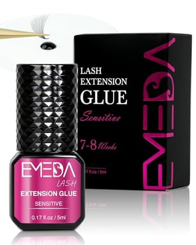Lash Sensitive Eyelash Extension Glue - 5-7 Weeks Retention Black Eyelash Adhesive Professional Hypoallergenic Formaldehyde-Free Lash Extension Glue for Sensitive Eyes Supplies(1s)