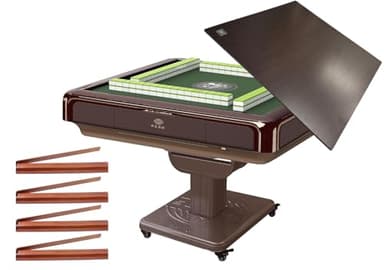 usamjtable Automatic Mahjong Table 36mm American Mahjong Numbered Tiles Foldable Style with 2 Sets of Tiles + 4 Racks Built-in Hard Table Cover