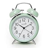 FLOITTUY {Loud Alarm for Deep Sleepers) 4'' Twin Bell Alarm Clock with Backlight for Bedroom and Home Decoration(Green)