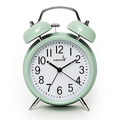 FLOITTUY Loud Alarm for Deep Sleepers 4'' Twin Bell Alarm Clock with Backlight for Bedroom and Home Decoration(Green)