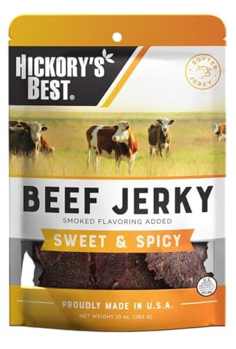 Hickory's Best Sweet & Spicy Beef Jerky 10 oz (Pack of 1) | Soft & Tender | High Protein | Low Fat | Zero Trans Fat | No MSG | Resealable Bag | USA Made by Enjoy Gourmet Foods
