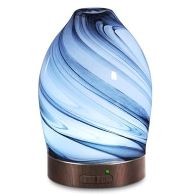 Essential Oil Diffuser Aromatherapy Diffuser -150ml Art Glass Aroma Diffuser for Home Ultrasonic Diffuser with Auto Shut-Off Protection,7 Colors Light for Home Office SPA Decor & Gift (Storm Cloud)