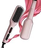 MEGAWISE Pro Ceramic Ionic Hair Straightener Brush for Home Salon | MCH Fast 20s Heating Tech with Auto-Off Safety | Anti-Scald with Universal Dual Voltage | Rotatable Power Cord