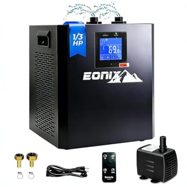 Water Chiller for Ice Bath,1/3 HP Cold Plunge Chiller,Ice Bath Water Chiller for Cold Plunge Tubs,with External Filter & Pump,Insulated Hoses,Remote Control