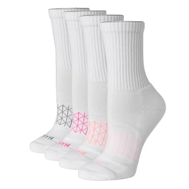 Hanes Women's Cushioned Crew Socks, Absolute Active Crew Socks for Women, Seamless Toe, 4-Pairs