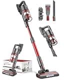 Cordless Vacuum Cleaner Rechargeable with 2200mAh Detachable Battery, Powerful Vacuums with 2 Adjustable Modes, Lightweight Portable Stick Vacuum for Home (Vermilion Red)