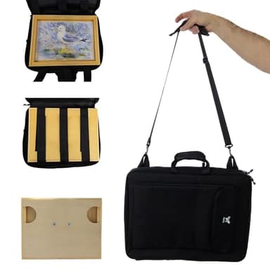 Pleinly Wet Panel Carrier – 16×12” Wooden Frame with Carry Bag for Watercolor, Oil & Acrylic Paintings – Fits Sketchbooks, Loose Paper, Blocks & Canvases – Portable Plein Air Painting System