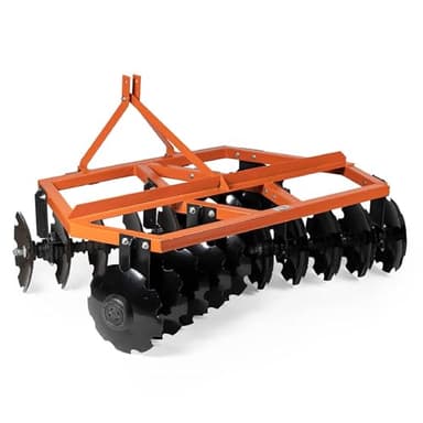Titan Attachments 3 Point 6ft Notched Disc Harrow Plow Attachment for Cat 1 Tractors, Concave Discs for Tilling, Loosening and Lifting Soil