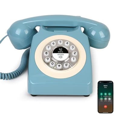 Sangyn Bluetooth Landline Phone with Handset and Speakerphone, Retro Bluetooth Home Phone, Classic Bluetooth Desk Phone, Cordless Bluetooth Telephone with USB Rechargeable