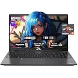 15.6" IPS FHD Gaming Business Laptop, 6 Cores AMD Ryzen 5 6600H, 32GB DDR5 RAM 1TB SSD(Beat i5-12450H, Up to 4.5GHz), 6-Cores 660M GPU, 100W Type-C, Fingerprint, Backlit Keyboard, 54Wh Battery, Win11