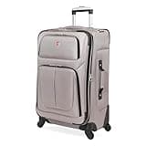 SwissGear Sion Softside Expandable Luggage, Pewter, Checked-Medium 25-Inch