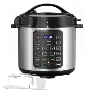 Simple Deluxe 16-in-1 Electric Pressure Cooker, 8QT Stainless Steel & Non-Stick Multi Cooker for Slow Cook, Meat Stew, Cake, Porridge, Multigrain, Dishwasher Safe, Silver