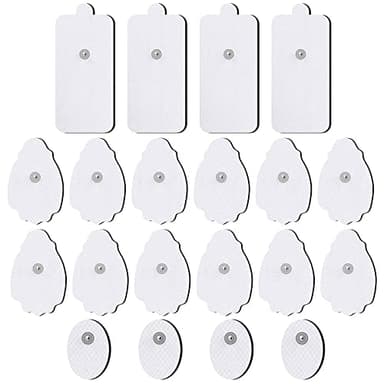 TENS/EMS Unit Replacement Pads NURSAL 20 Pack 3.5mm Snap Electrode Patches for Electrotherapy, Reusable Self-Adhesive Electrodes Pads, Compatible with Belifu, AVCOO, MEDVICE TENS (White)