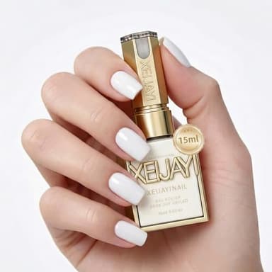Xeijayi Pure White Gel Nail Polish 15ml – Opaque White Soak-Off UV/LED, Self-Leveling, Quick Cure, Long-Lasting & Chip-Resistant – Perfect for French Tips, Line Art & Full Coverage (0.5 fl oz)