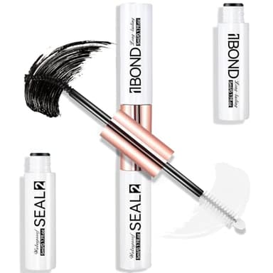 Miuffue Eyelash Glue, Lash Bond and Seal, Latex-Free Lash Glue for Sensitive Eyes, Waterproof Strong Hold Eyelash Cluster Adhesive for 72 Hours