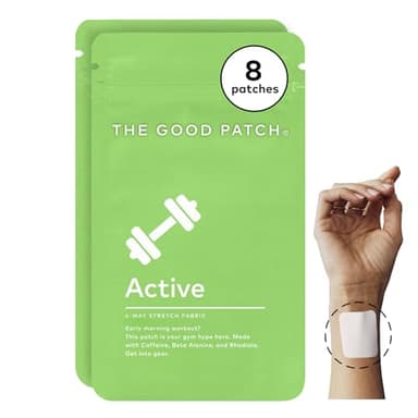 The Good Patch Active Patch, Energy Support, Natural Patch with Caffeine, Beta Alanine, Rhodiola, Plant Powered Wearable Wellness, Sustained Release (8 Total Patches)