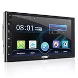 Pyle Double DIN Car Stereo Receiver - 7 inch 1080P HD Touch Screen Bluetooth Car Radio Audio Receiver Multimedia Player - WiFi/GPS/AM/FM Radio, Mirror Link for Android/iOS, Rear View Cam Support