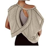 People Doop Free, People Dupe Free, People Dupes Free, People Top Free, Lulu Dupe Lemon, Open Back Tops for Women 2024 Summer Workout Shirts Backless Short Sleeve Oversized T-Shirts Crop Top