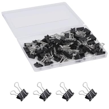 Ufmarine 60 Pcs Small Binder Clips 3/4 Inch Length, Black Small Paper Clips for Office, Standard Size