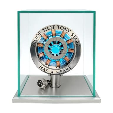 Lonyiabbi Arc Reactor MK2-1:1 Scale, USB Powered LED Light with Vibration Sensor, No Assembly, Display Case Included
