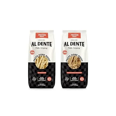 Al Dente Protein Pasta Egg & Roasted Garlic Fettuccine - 30g High Protein in 3.5oz Serving, Lower Carb. Cage-Free Eggs & Semolina. (Previously Carba-Nada, Packaging May Vary) - 10oz Bags (Pack of 2)