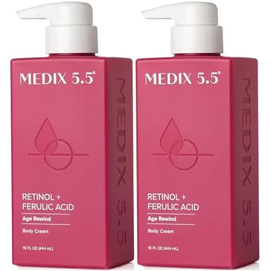 Medix 5.5 Retinol Body Lotion Firming Moisturizer | Crepey Skincare Treatment | Retinol Body Cream | Anti Aging Firming Cream For Women Targets Look Of Crepe Skin, Wrinkles, & Sagging Skin, 2-Pack