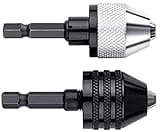 aiyun Keyless Chuck Adapter for Impact Driver - 2Pcs Impact Drill Adapter 1/4 Hex Shank (0.3-6.5mm,0.3-6.5mm)