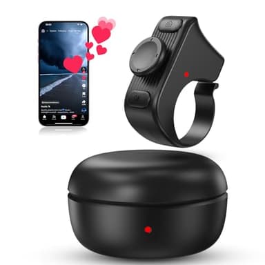 [New Upgrade, Easy to Use] TikTok Scrolling Ring Remote Control, Camera Shutter Remote, Wireless Bluetooth Scrolling Ring for iPhone, iPad, iOS, Android - Black
