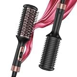 Mini Hair Straightener Brush for Women, 360°F Constant Temperature Heated Styling Brush, Anti-Frizz Travel Portable Straightener Comb for All Hair Types (Black)