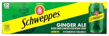 Schweppes Ginger Ale Soda, 12 fl oz cans, 12 pack