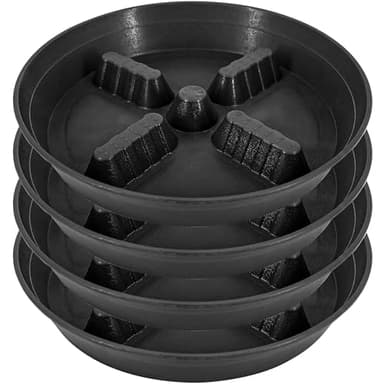 Feyvdzv 4 Pack Plant Saucer 8 inch, 10 12 14 17 inch, Plant Stand Plastic Plant Saucers for Indoors Outdoor, Heavy Duty Flower Planter Drip Trays for Pots, Pot Saucers for Plants, Grow Bags Saucers