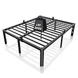 ROIL 14 inch King Size Bed Frame Metal Platform No Box Spring Needed with Headboard Hole Round Corner Legs Mattress Stoppers Retainers 3500LBS Heavy Duty Steel Slats Noise-Free