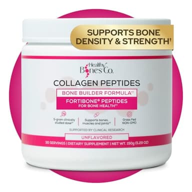 FORTIBONE Collagen Peptides Essential Bone Builder Hydrolyzed Collagen Powder for Women & Men, Clinically-Supported for Bone Strength & Density, Gluten Free & Dairy Free - Unflavored (30 Servings)