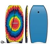 Goplus Boogie Boards for Beach, 41''/37''/33'' Lightweight Body Board with EPS Core, XPE Deck, HDPE Slick Bottom, Wrist Leash, Bodyboard for Kids Adults Surfing (Colorful Explosion, 37 Inches)